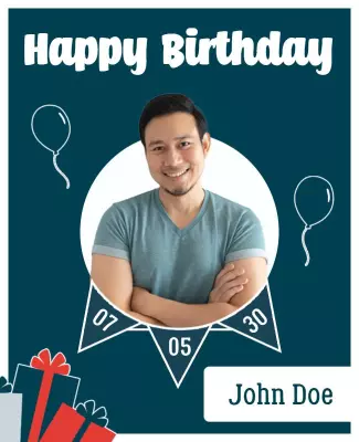 Festive Blue Birthday Celebration Poster Template
