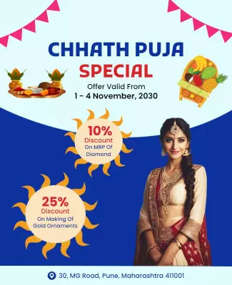 Festive Blue Chhath Puja Special Offer Poster Template