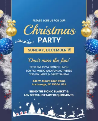 Festive Blue Christmas Party Invitation Poster Template
