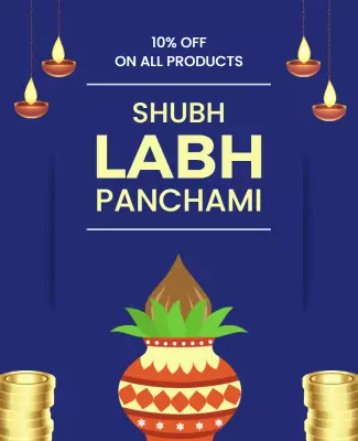Festive Blue Diwali Labh Panchami Sale Poster Template