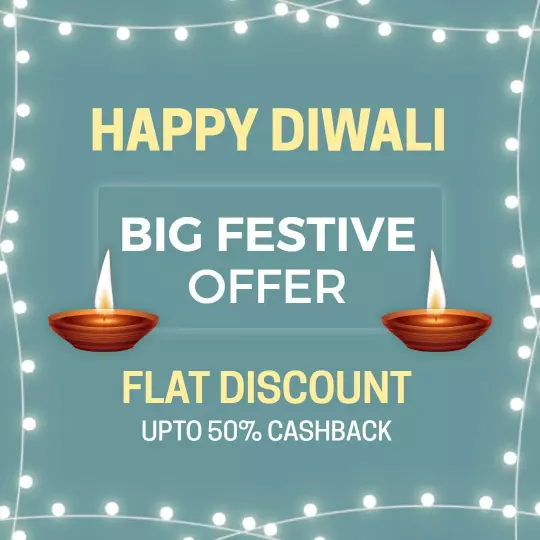 Festive Blue Diwali Promotion with Cashback Offer Ad Template