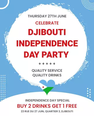 Festive Blue Djibouti Independence Day Party Poster Template