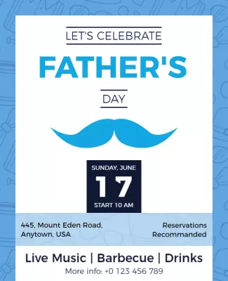 Festive Blue Father's Day Celebration Poster Template