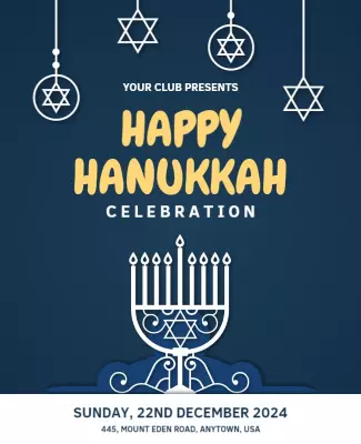 Festive Blue Hanukkah Celebration Event Poster Template