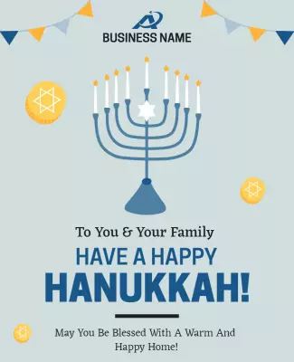 Festive Blue Hanukkah Celebration Greeting Poster Template