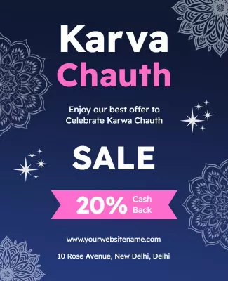 Festive Blue Karva Chauth Celebration Sale Poster Template