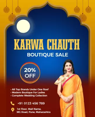 Festive Blue Karwa Chauth Boutique Sale Poster Template
