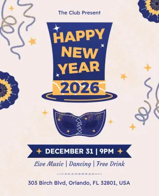 Festive Blue New Year Countdown Celebration Flyer Template