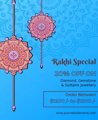 Festive Blue Rakhi Special Jewellery Offer Poster Template