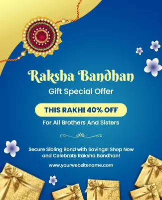Festive Blue Raksha Bandhan Gift Special Offer Poster Template