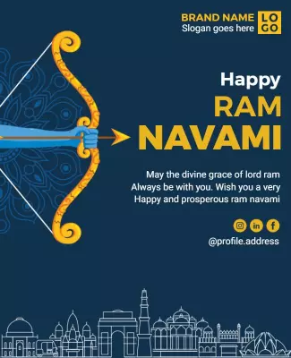 Festive Blue Ram Navami Celebration Poster Template
