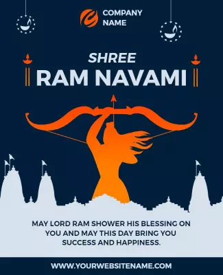 Festive Blue Shree Ram Navami Celebration Poster Template