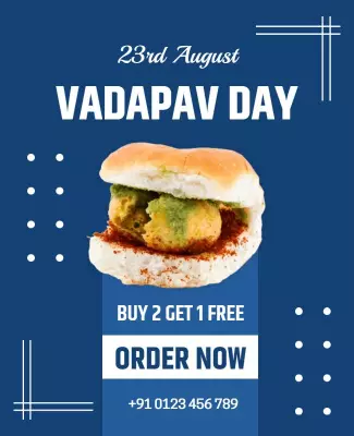 Festive Blue Vadapav Day Food Promotion Poster Template
