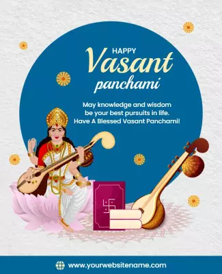Festive Blue Vasant Panchami Celebration Poster Template