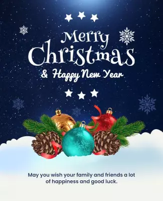 Festive Blue Winter Wonderland Christmas Greeting Poster Template