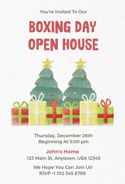 Festive Boxing Day Open House Celebration Invitation Template