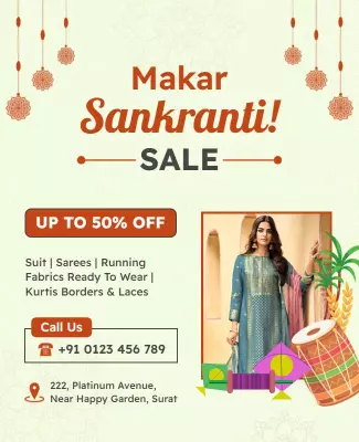 Festive Bright Makar Sankranti Sale Fashion Poster Template