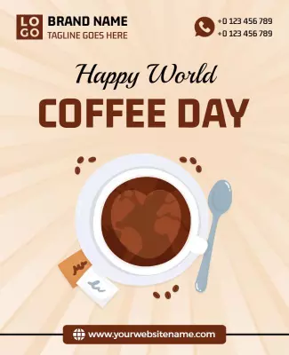 Festive Brown Coffee Day Celebration Poster Template