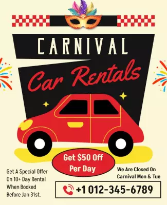 Festive Carnival Car Rentals Promotion Poster Template