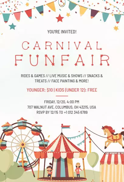 Festive Carnival Funfair Celebration Invitation Template