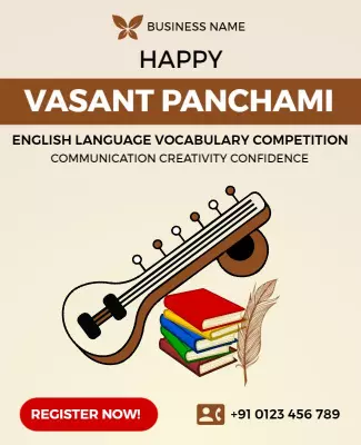 Festive Celebration for Vasant Panchami Vocabulary Competition Poster Template