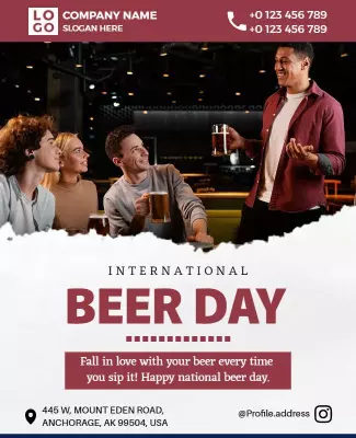 Festive Celebratory Beer Day Social Event Poster Template