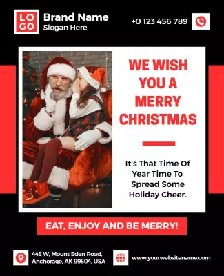 Festive Cheerful Santa Christmas Greeting Poster Template