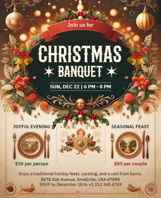 Festive Christmas Banquet Celebration Flyer Template