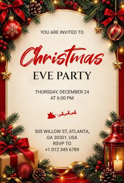 Festive Christmas Eve Celebration Invitation Template