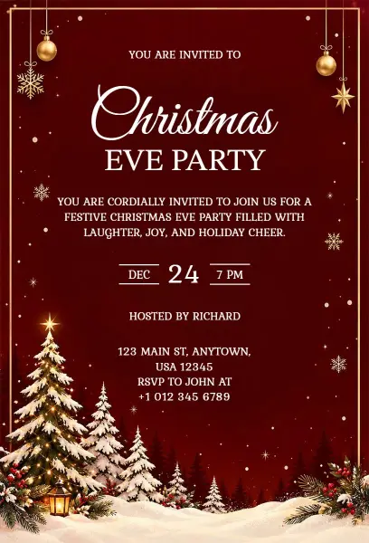 Festive Christmas Eve Party Celebration Invitation Template