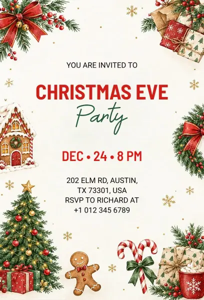 Festive Christmas Eve Party Invitation Template