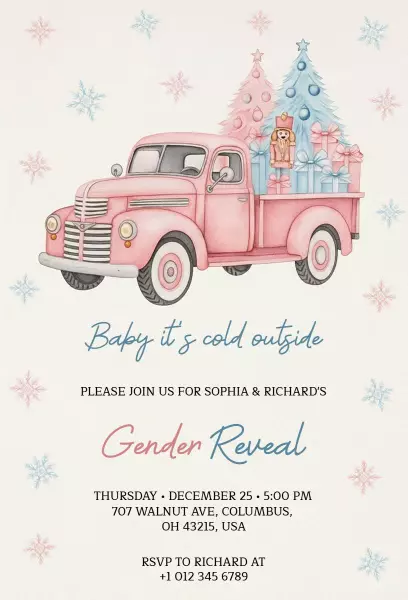 Festive Christmas Gender Reveal Celebration Invitation Template