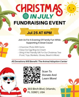 Festive Christmas in July Fundraising Event Flyer Template