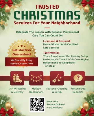 Festive Christmas Neighborhood Services Promotion Flyer Template
