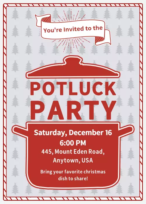 Festive Christmas Potluck Gathering Celebration Invitation Template