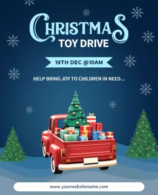 Festive Christmas Toy Drive Donation Event Poster Template