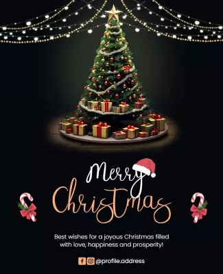 Festive Christmas Tree Celebration with Gifts Poster Template