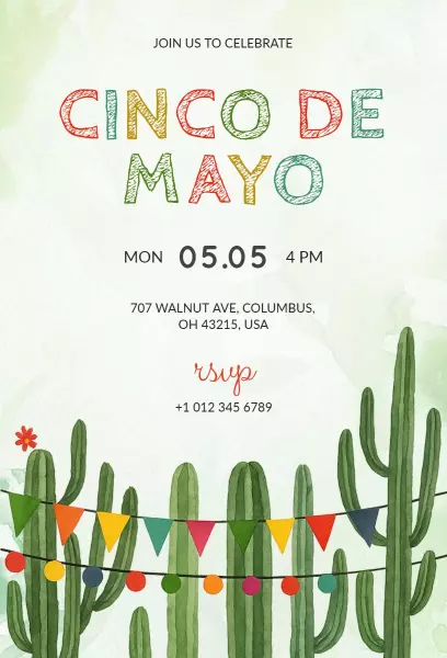 Festive Cinco De Mayo Celebration Colorful Invitation Template