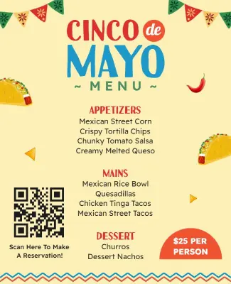 Festive Cinco De Mayo Menu Celebration Flyer Template