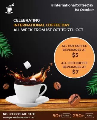 Festive Coffee Celebration for International Coffee Day Poster Template