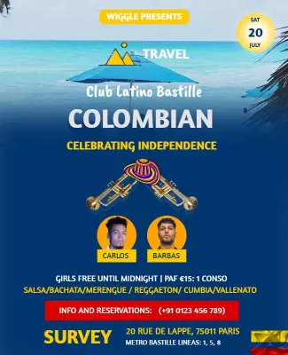 Festive Colombian Independence Celebration Night Party Poster Template