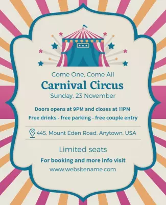 Festive Colorful Carnival Circus Event Poster Template