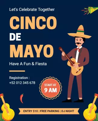 Festive Colorful Cinco de Mayo Celebration Fiesta Poster Template