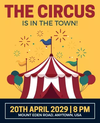 Festive Colorful Circus Event Announcement Poster Template