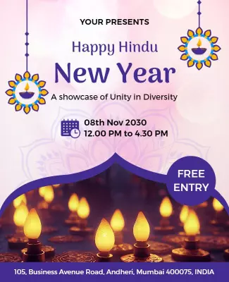 Festive Colorful Diwali Celebration Event Poster Template