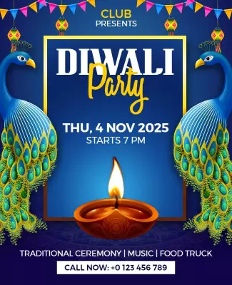 Festive Colorful Diwali Celebration Party Poster Template
