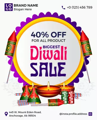 Festive Colorful Diwali Sale with Discount Offer Poster Template