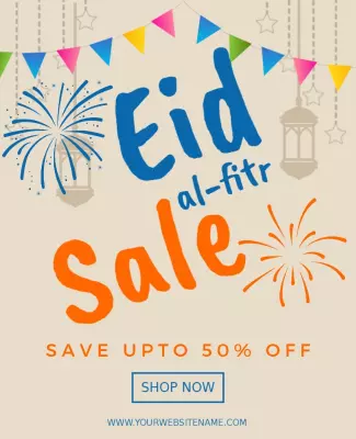 Festive Colorful Eid al-Fitr Sale Celebration Poster Template