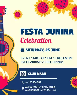 Festive Colorful Fiesta Junina Celebration Poster Template