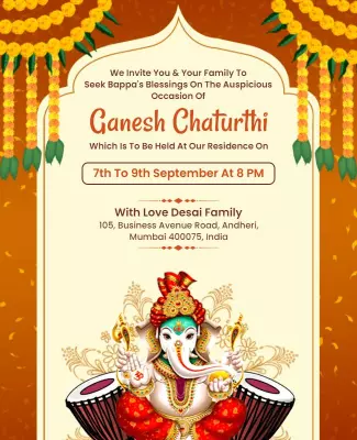 Festive Colorful Ganesh Chaturthi Celebration Invitation Poster Template